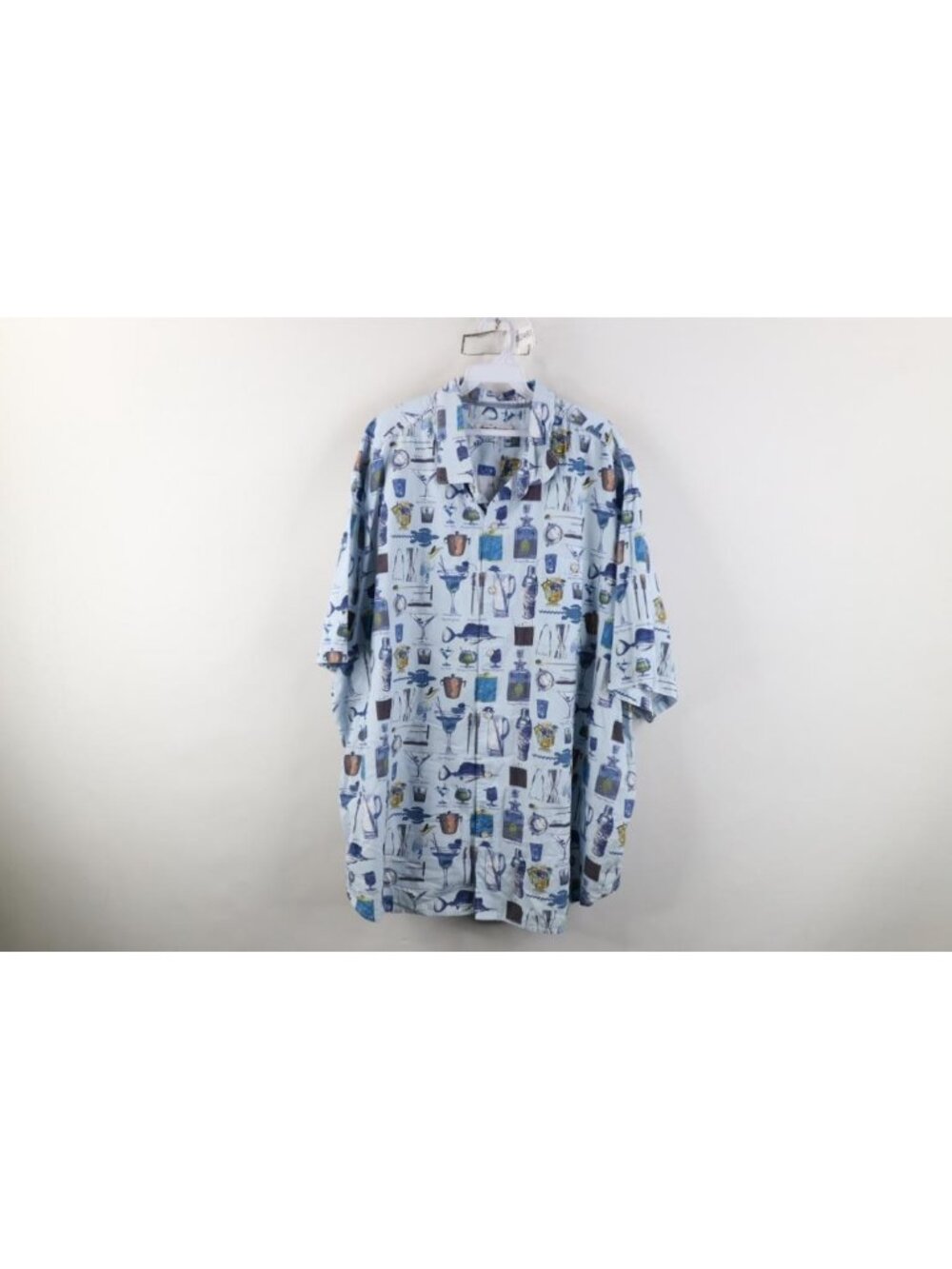Vintage Y2K Tommy Bahama Mens XL Drinks Martini Fish All Over Print Button Shirt